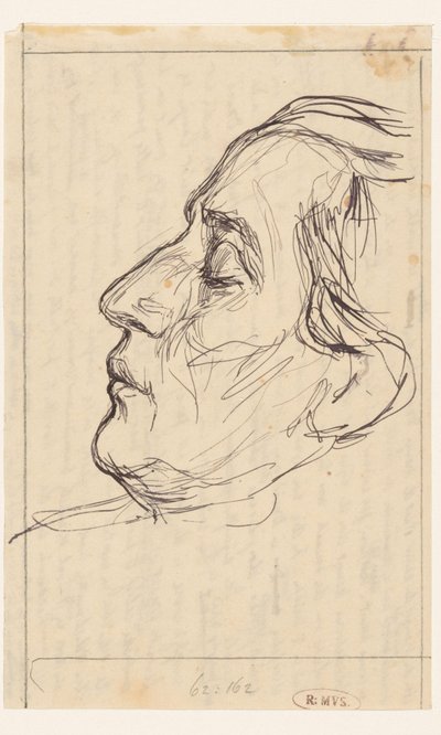 Retrato de homem de olhos fechados, perfil voltado para a esquerda de Jan Veth