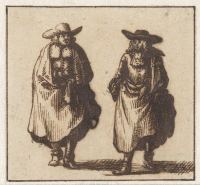 Dois cavalheiros de pé com capas pesadas de Jan Vincentsz. van der Vinne (possibly)
