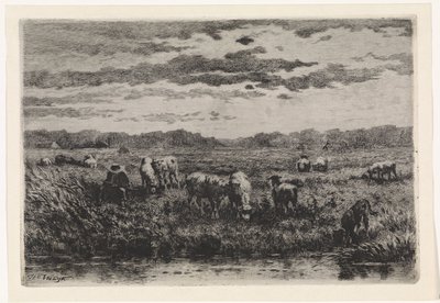 Paisagem com ovelhas de Johannes Martinus Vrolijk