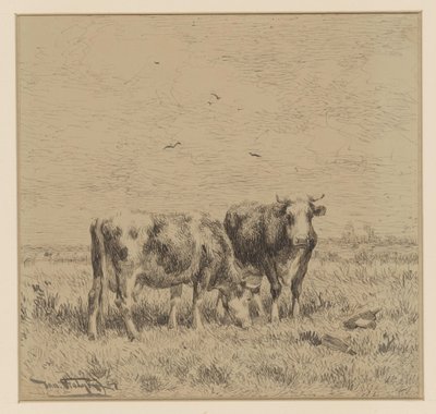 Duas vacas num prado de Johannes Martinus Vrolijk