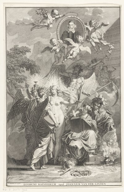 Página de título alegórica com o retrato do escritor Edward Simson
Página de título para: Edward Simson, Chronicon historiam catholicam complectens, 1729 de Jan Wandelaar