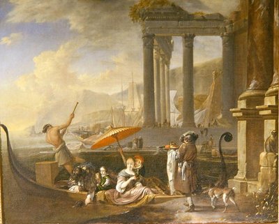 Porto Clássico com um Templo em Ruínas (óleo sobre tela) de Jan Baptist Weenix
