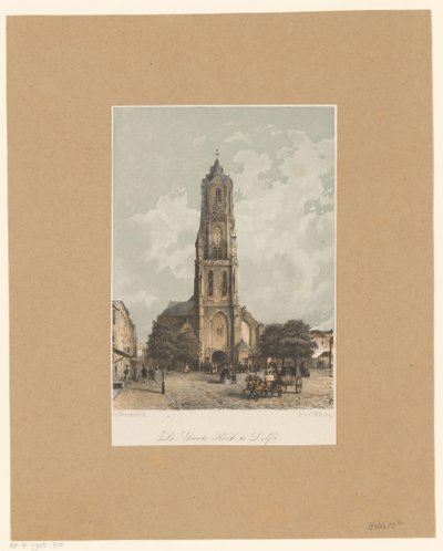 Vista da nova igreja em Delft A Grande Igreja em Delft (título no objeto) de Jan Weissenbruch