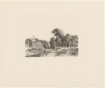 Vista de um castelo e branqueamento de roupa de Jan Weissenbruch