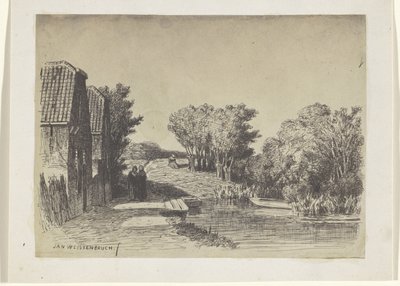 Duas casas junto à água de Jan Weissenbruch