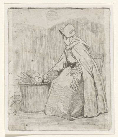Mulher sentada no mercado de Jan Weissenbruch