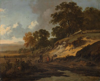 Paisagem com caçadores, c.1660-80 (óleo sobre tela) de Jan Wijnants