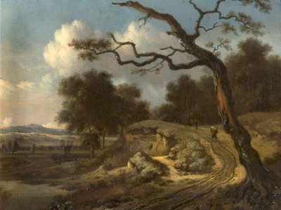 Paisagem com camponeses e uma estrada de Jan Wijnants