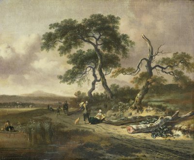 Paisagem com um Peddler e Mulher a Descansar de Jan Wijnants