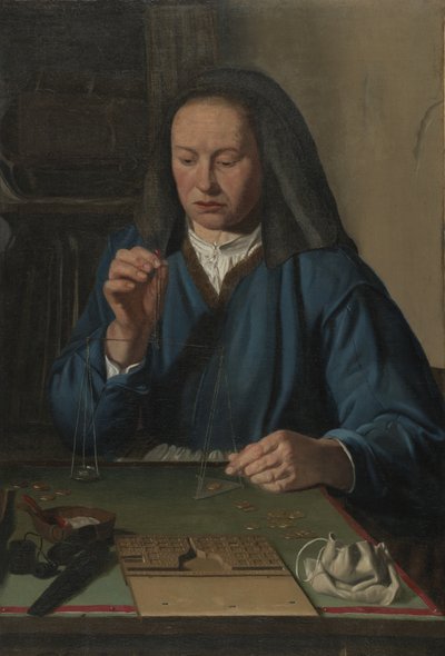Mulher pesando ouro, c.1630 de Jan Woutersz.