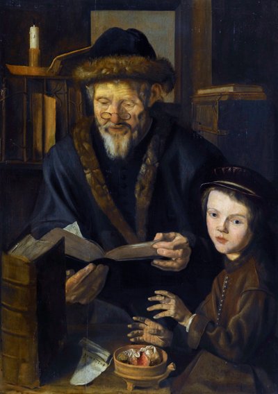 Alegoria de Inverno, Filósofo e o Menino - Pintura de Jan Woutersz Stap (1599-1663), - Óleo sobre madeira, 84,5x59,5 - Colecção Privada de Jan Woutersz Stap