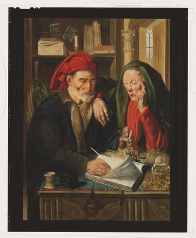 Os Agentes de Troca de Dinheiro (petróleo no painel) de Jan Woutersz Stap