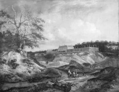 Uma mansão em uma colina de giz íngreme de Jan Wouwerman