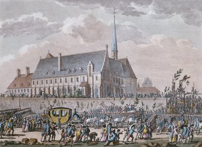A família real francesa passa o Convento de Passy em sua viagem de Versalhes a Paris em 6 de outubro de 1789. de Jan after Bulthuis
