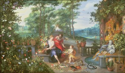 Flora e ninfas em um jardim de Jan and Balen, Hendrik van Brueghel