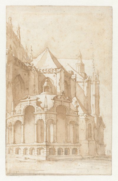 Casa Beckeneel sobre o Nieuwe Kerk em Amsterdão de Jan de Bisschop