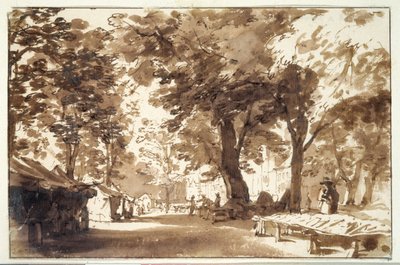 O Vigorbros an de platz no feno (giz, caneta e tinta com lavagem no papel) de Jan de Bisschop