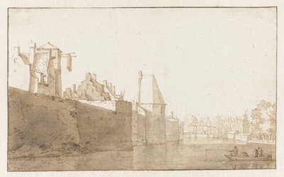 Vista da muralha da cidade de Leiden de Jan de Bisschop