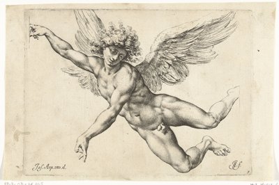 Estudo para um anjo voador nu
Paradigmata graphices variorum artificum (título da série) de Jan de Bisschop