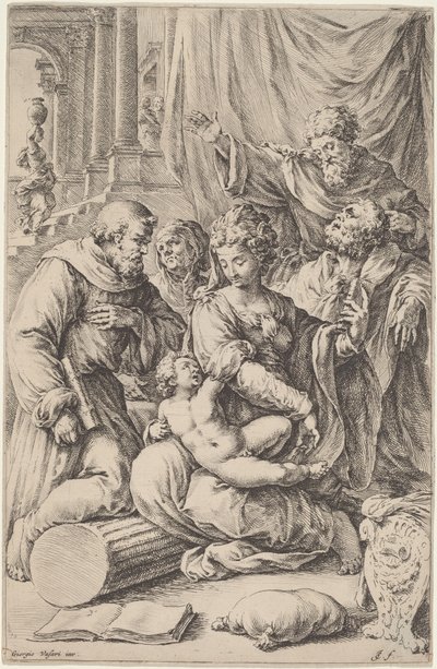 Sagrada Família com Santos de Jan de Bisschop, after Giorgio Vasari