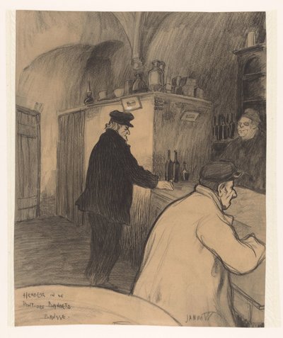 Pousada em Pont-des-Bandets, Bruges (título no objeto) de Jan de Waardt (signed by artist)