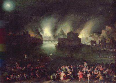 Enéias resgatando anquises do saco de Tróia (óleo sobre cobre) de Jan the Elder Brueghel
