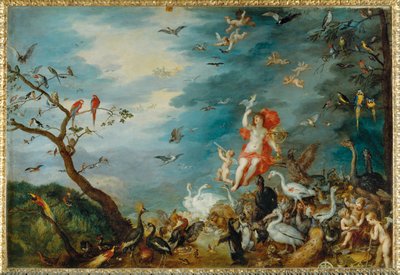 Ar - uma das quatro pinturas que representam os quatro elementos, encomendadas em 1607 pelo Cardeal Federico Borromeo de Milão ... de Jan the Elder Brueghel