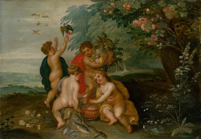 Alegoria dos Quatro Elementos, c.1610 (óleo sobre madeira) de Jan the Elder Brueghel