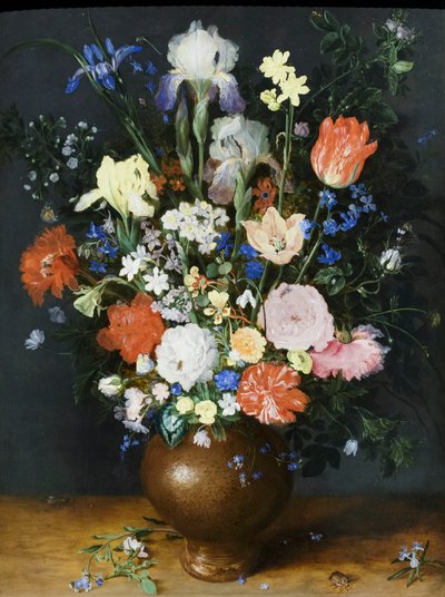 Bouquet num vaso de barro, cerca de 1609 (óleo sobre madeira) de Jan the Elder Brueghel