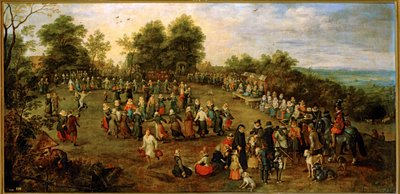 Dança folclórica diante dos arquiduques ... (pintura sobre tela) de Jan the Elder Brueghel