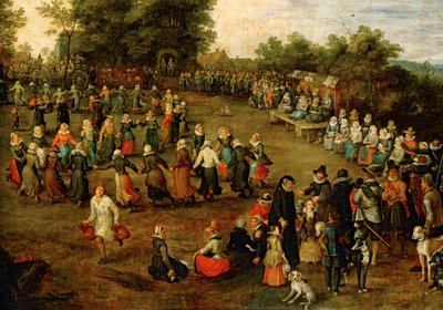 Dança folclórica diante dos arquiduques ... (pintura sobre tela) de Jan the Elder Brueghel