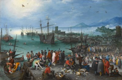 Cena do Porto com St. Pauls Partida de Caesarea, 1596 (óleo sobre cobre) de Jan the Elder Brueghel