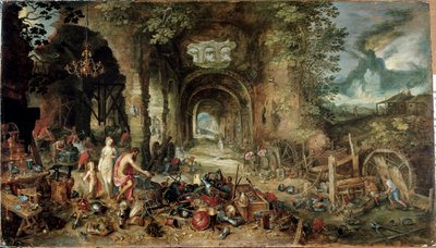 Os quatro elementos: alegoria do fogo (óleo sobre painel de Jan the Elder Brueghel