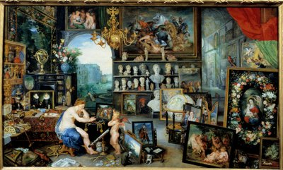 A vista. Alegoria dos cinco sentidos Pintura de Jan I Brueghel Dit De Velours (1568-1625) Ec. Flam de Jan the Elder Brueghel