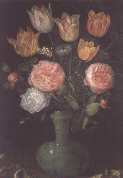 Vaso de Flores com Diamantes sobre a Mesa de Jan the Elder Brueghel