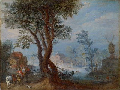 Paisagem da aldeia com figuras, c.1603 de Jan the Elder Brueghel