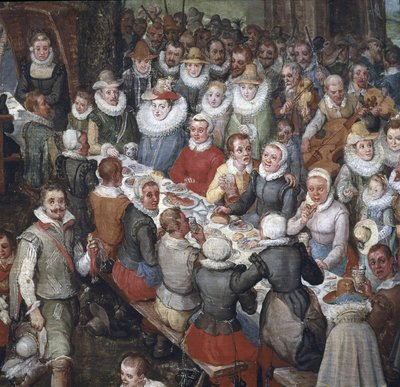 Banquete de casamento presidido pelo arquiduque Alberto da Áustria e pela arquiduquesa, pormenor de Jan the Elder Brueghel