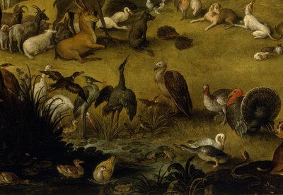 Grupo de animais (detalhe de Orfeu) de Jan the Elder circle of Brueghel