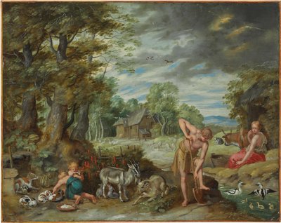 Adão no trabalho em um campo, de A história de Adão e Eva de Jan Brueghel the Younger