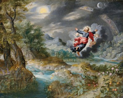 Deus criando o sol, a lua e as estrelas no Firmamento, c.1650 de Jan Brueghel the Younger