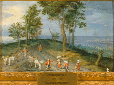 Paisagem com camponeses ... (óleo sobre tela) de Jan the Younger Brueghel