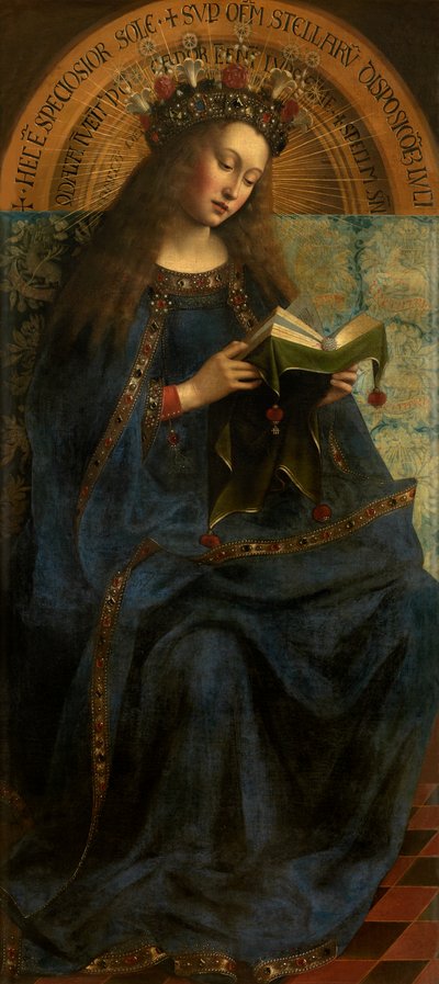 Maria (óleo sobre tela) de Jan van (after) Eyck