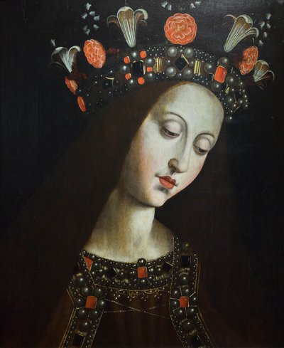 A virgem coroada, segundo Hubert e Jan van Eyck (óleo sobre madeira) de Jan van (after) Eyck