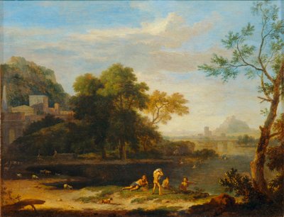 Paysage avec baigneurs - Paisagem com banhistas ... de Jan van (follower of) Huysum