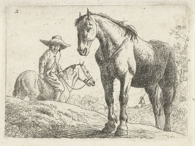 Um cavalo, um homem a cavalo em segundo plano de Jan van Aken