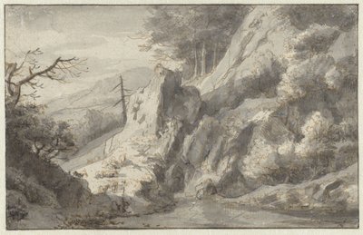 Paisagem de montanha com uma conífera morta de Jan van Aken