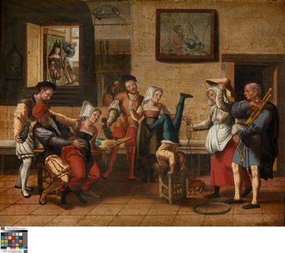 Cena de pub (óleo sobre madeira) de Jan van Amstel