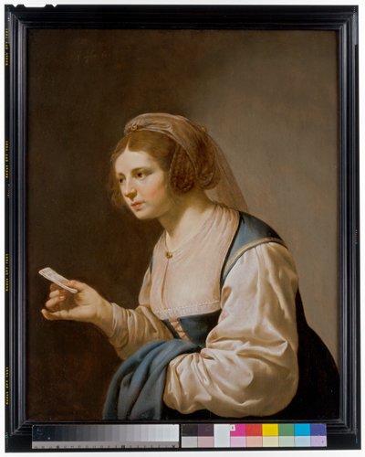Uma jovem rapariga com uma carta na mão de Jan van Bijlert or Bylert