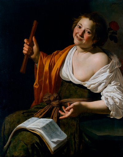 Rapariga com flauta, c. 1630 (óleo sobre tela) de Jan van Bijlert or Bylert