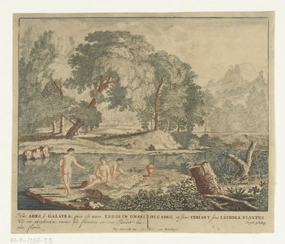 Três ninfas banham-se num lago
Cenas da colecção de poemas de Virgil Bucolica (título da série) de Jan van Call (I)